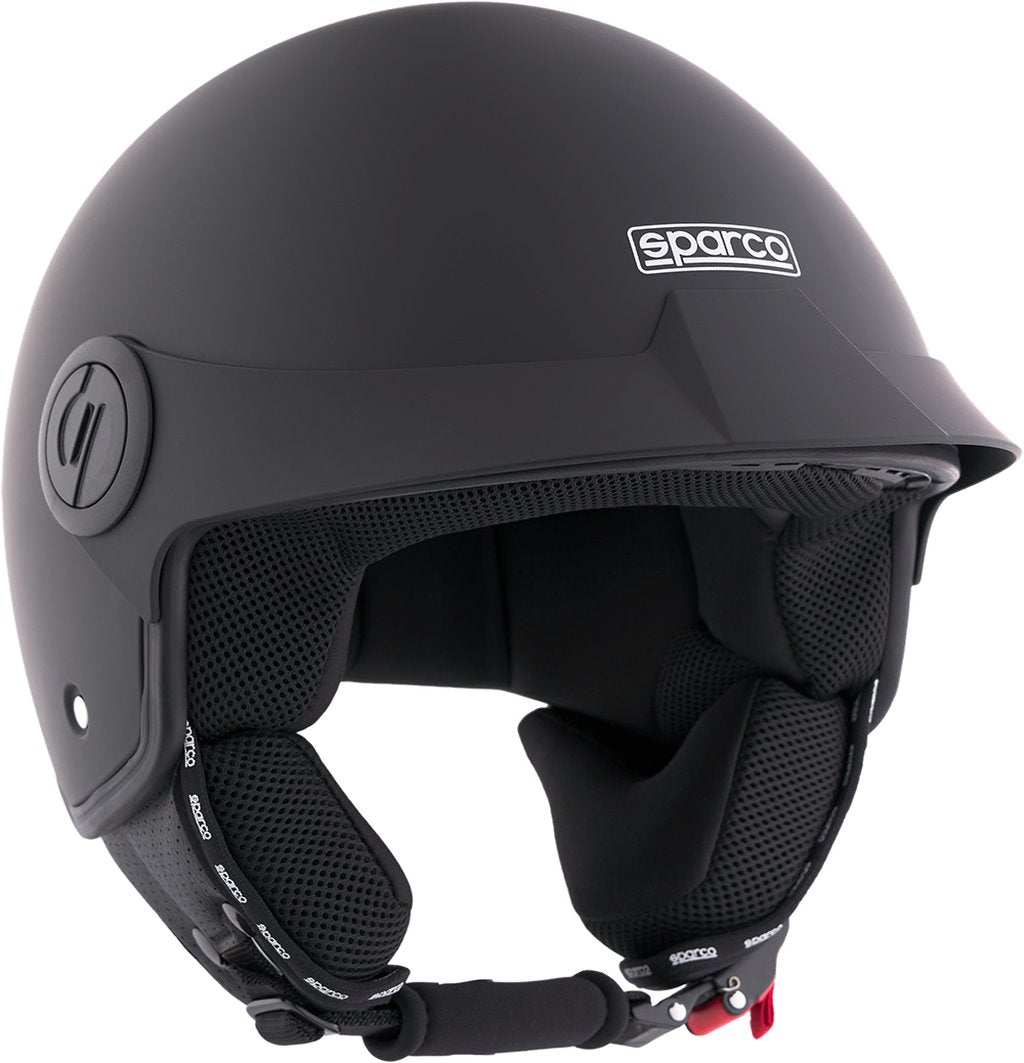 SPARCO Casco Demi-Jet con Peak per moto nero opaco calotta in ABS Taglia S