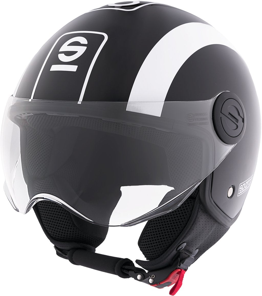 SPARCO Casco Demi-Jet per moto nero e bianco con calotta in ABS Taglia L